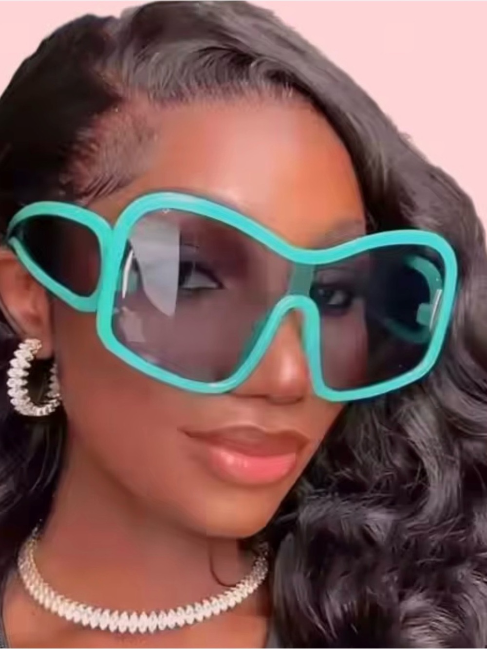 & Other Stories Turquoise Oversized Shield Sunglasses - Women